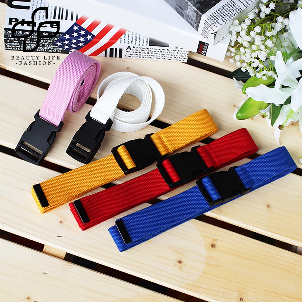 Thắt Lưng Vải Canvas Màu Trơn Khóa Nhựa Dễ Phối Đồ Thời Trang Cho Nữ