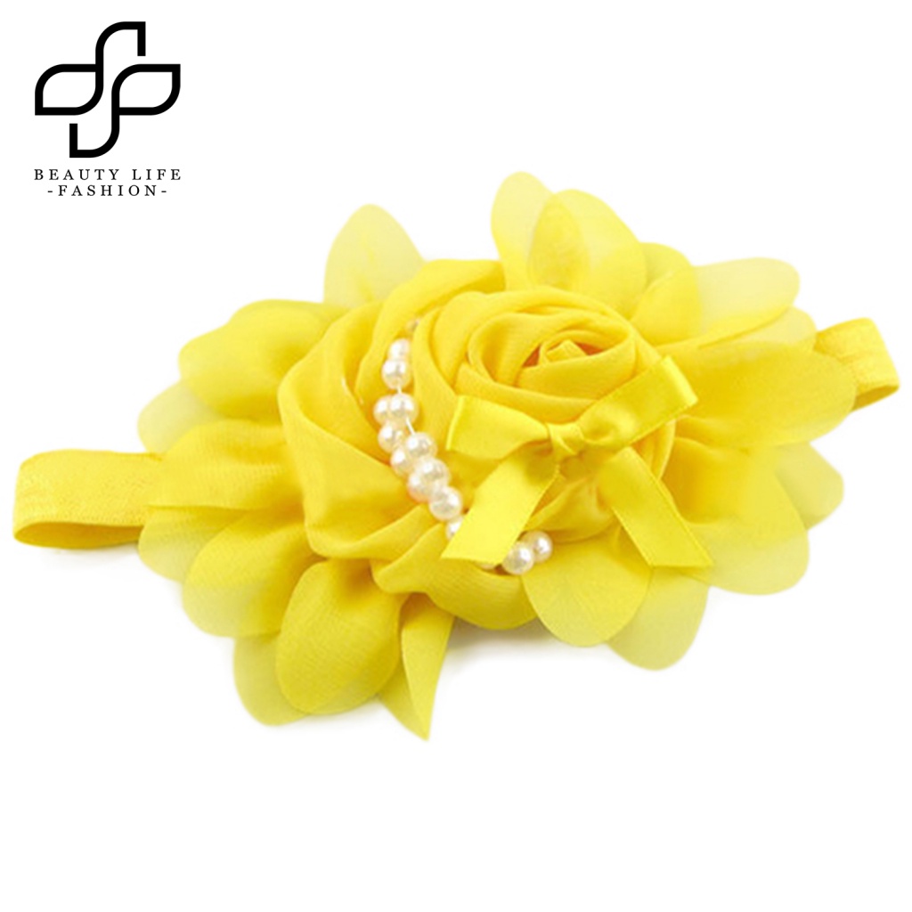 Băng Đô Co Giãn Đính Hạt Ngọc Trai / Hoa Dễ Thương Cho Bé Gái