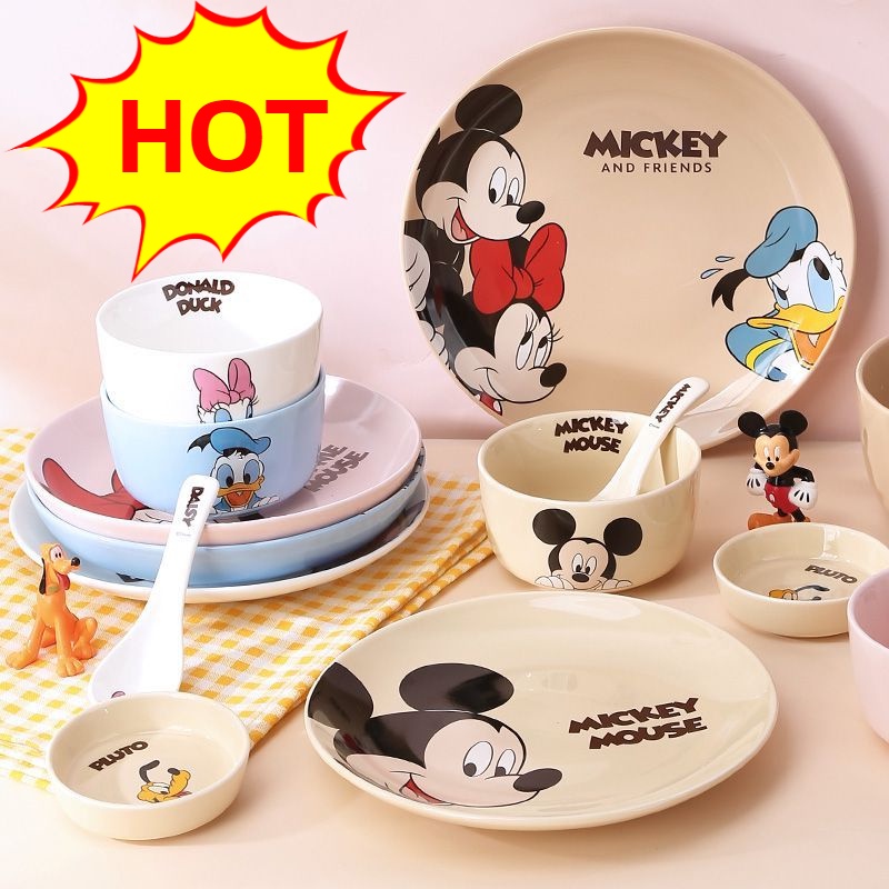 Đĩa & Muỗng / Đĩa Sứ Chịu Nhiệt Độ Cao In Họa Tiết Hoạt Hình Disney Graby2023