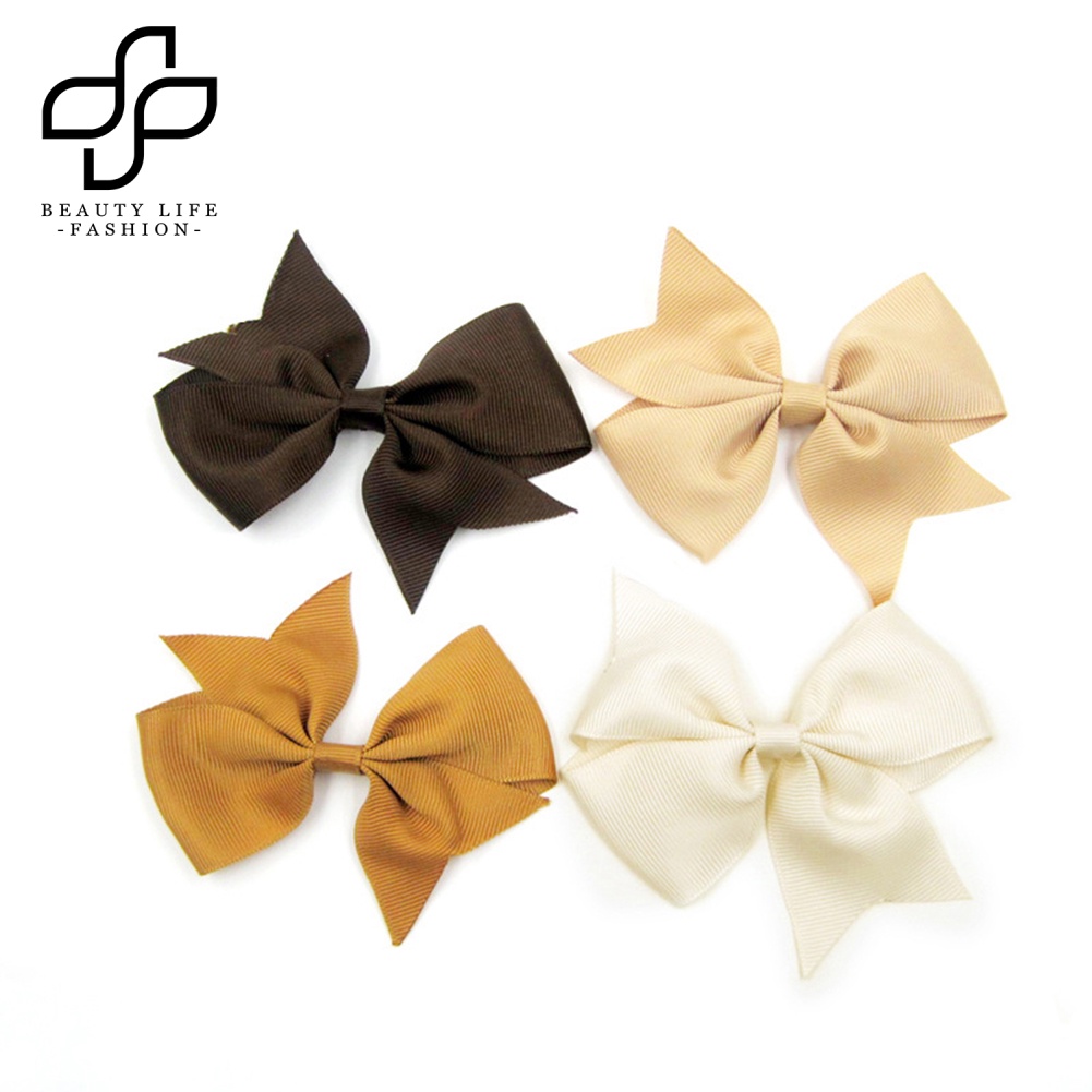 Bộ 10 Kẹp Tóc Nơ Màu Trơn Thời Trang Cho Nữ