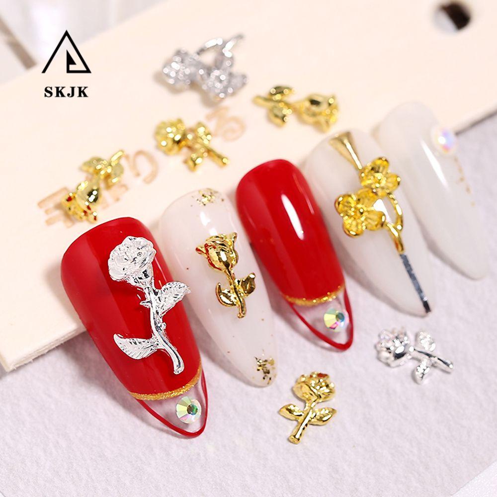 [Hàng mới về] Phụ kiện trang trí móng tay hình hoa hồng 3D bằng hợp kim sang trọng cho nữ