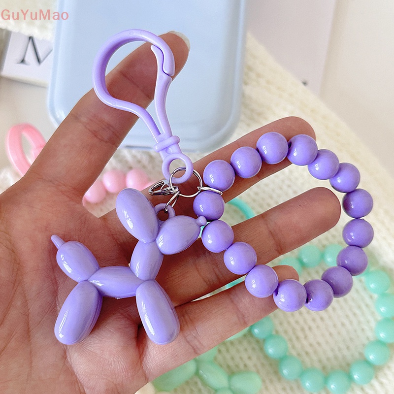 1 Móc Khóa Hình Chú Chó Đeo Bóng Bay Đính Ngọc Trai Dễ Thương