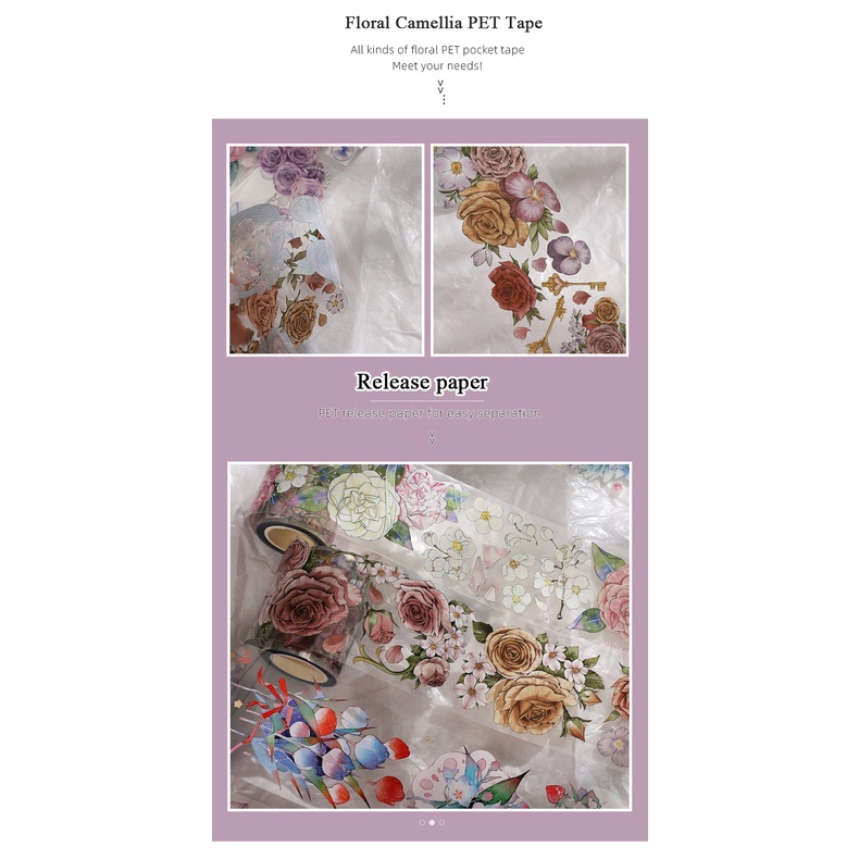 Cuộn Băng Keo Họa Tiết Hoa / Bướm 58mm * 500cm Chống Thấm Nước Dùng Trang Trí DIY