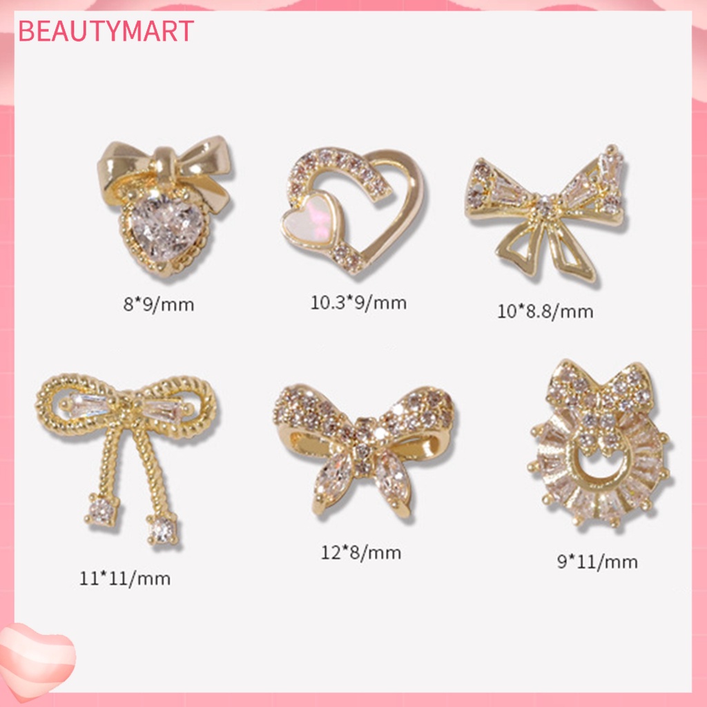 Phụ Kiện Trang Trí Móng Tay 3D Hình Nơ / Trái Tim / Gấu Bằng Hợp Kim DIY