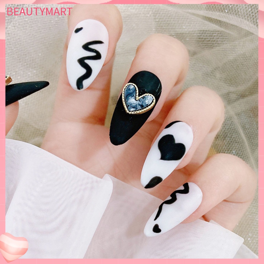 Set 10 Phụ Kiện Trang Trí Móng Tay Tạo Hiệu Ứng 3D Trái Tim Sang Trọng Cho Salon