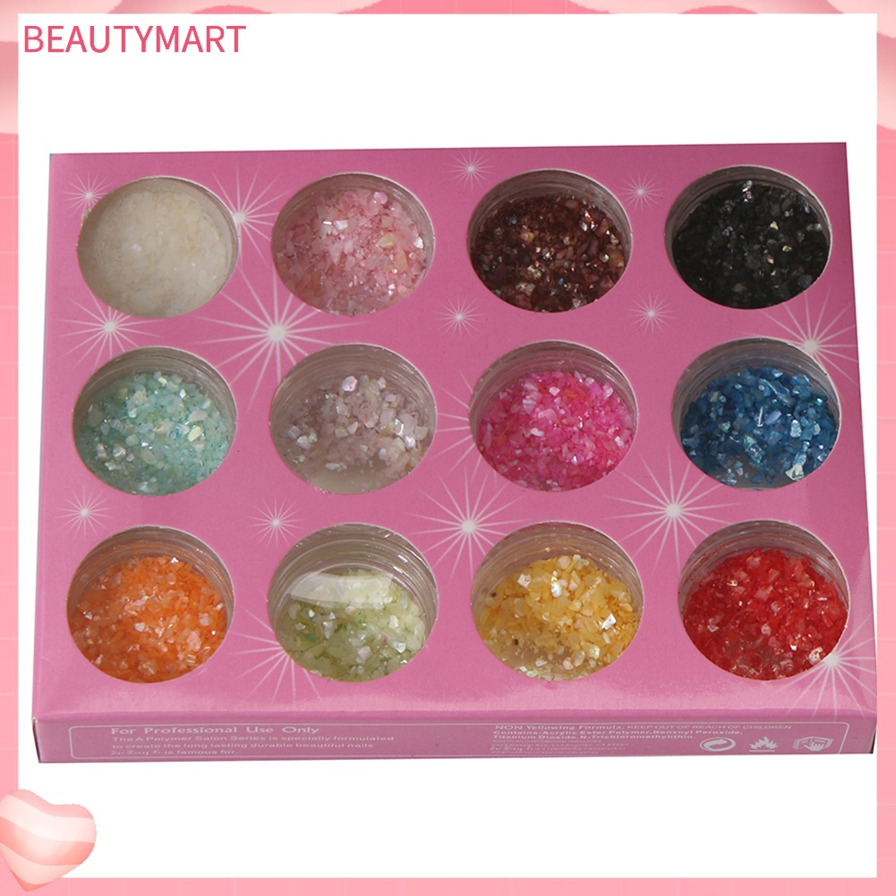 1 Bộ Vỏ Sò Lấp Lánh Trang Trí Móng Tay 12 Màu DIY