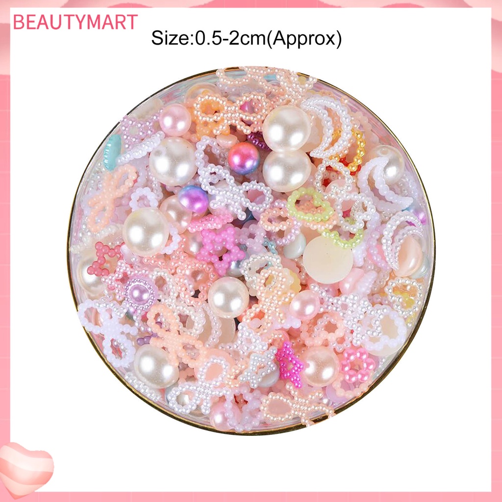 [beautymart] Hạt Ngọc Trai 50g Hình Nơ / Trái Tim / Ngôi Sao / Ngôi Sao Đính Trang Trí Ốp Điện Thoại / Móng Tay