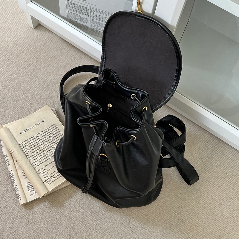 Ba Lô Học Sinh Màu Đen Sức Chứa Lớn Phong Cách preppy Cho Nữ