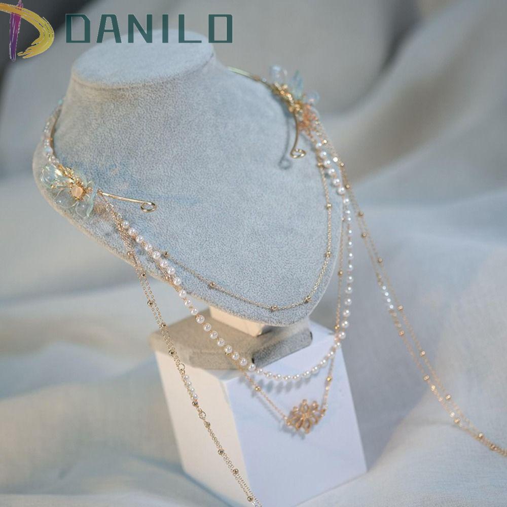 Danilo Băng Đô Cài Tóc Phối Tua Rua Phong Cách Hanfu Lấp Lánh Cho Nữ