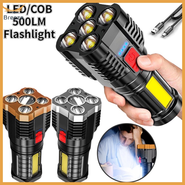 Đèn Pin Cầm Tay Cob 5led Sạc Usb Đa Năng