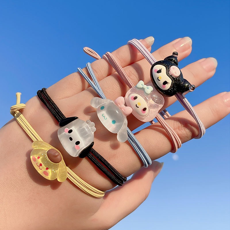 （1K）Phim Hoạt Hình Dễ Thương Chó Vòng Da Gân Nữ Buộc Đầu Tóc, Dây Tóc Không Làm Tổn Thương Gân Da Khí Chất Tóc Dây Đầu Trang Trí Tóc