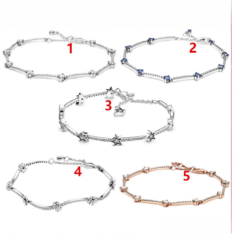Vòng Tay Mạ Bạc 925Pandora Hình Mặt Trăng Ngôi Sao Tinh Tế Thời Trang Cho Nữ