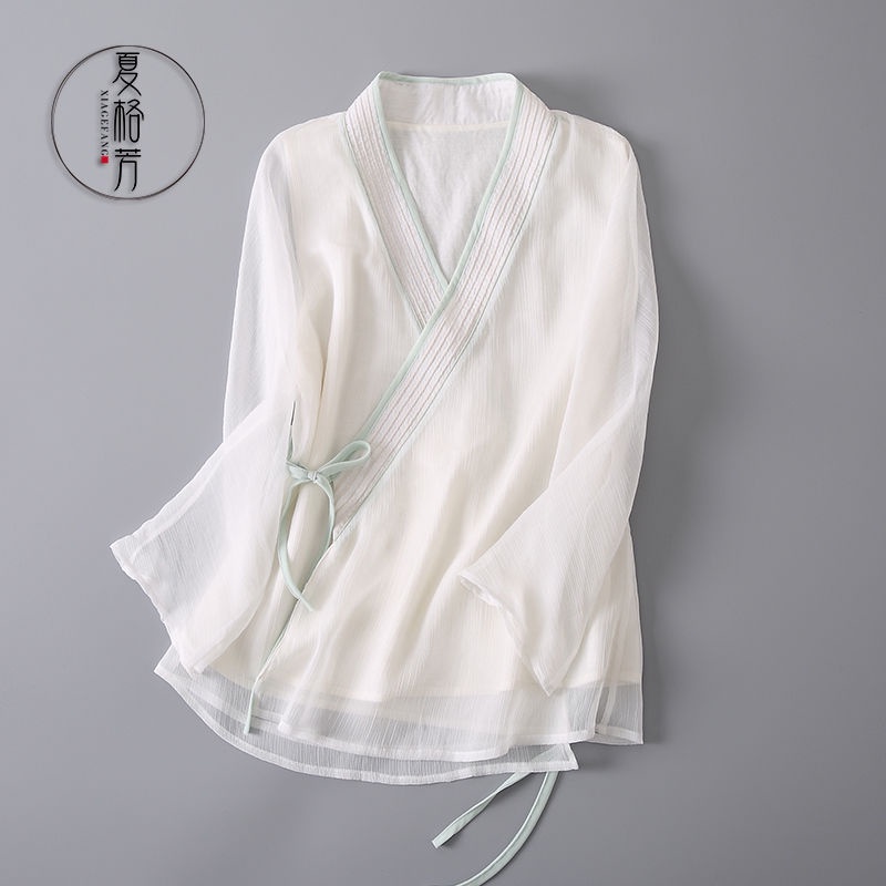 Áo Sơ Mi Chiffon Tay Dài Dáng Rộng Phong Cách Hán Phục Dành Cho Nữ