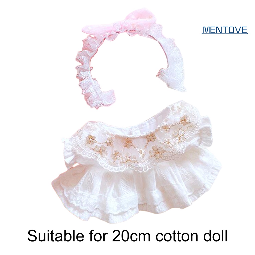 1 Bộ Quần Áo Búp Bê 20cm Bằng Vải Cotton Và Băng Đô Nơ Dễ Thương