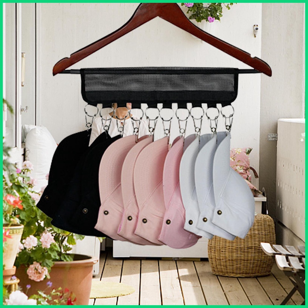 Giá Đỡ Đa Năng Kèm 10 Kẹp Lớn Tiện Dụng Cho Tủ Quần Áo / Mũ