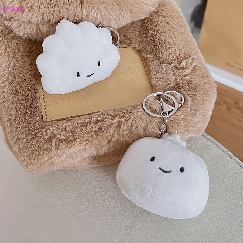 Móc Khóa Búp Bê Nhồi Bông Màu Trắng Dễ Thương