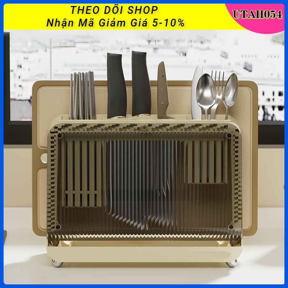 Utah054 Thớt Dao Người Tổ Chức Đa Năng Khối Giá Đỡ Có Khay Thoát Nước Cho Mặt Bàn Bếp Trắng