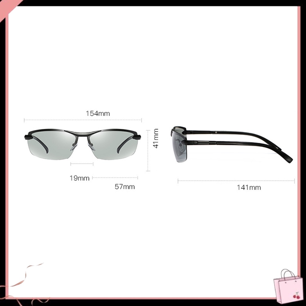 Kính Mát Phân Cực Nửa Gọng Kim Loại Chống Tia UV Chống Lóa Cho Nam Lái Xe