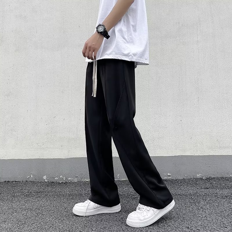 Quần Dài Thể Thao Vải Lụa Lạnh Mỏng Dáng Rộng Kiểu Đường Phố Thời Trang Mùa Hè Cho Nam
