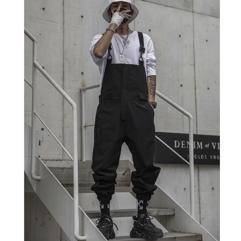 Quần Yếm Legging Màu Tối Phong Cách Đường Phố Cá Tính Cho Nam