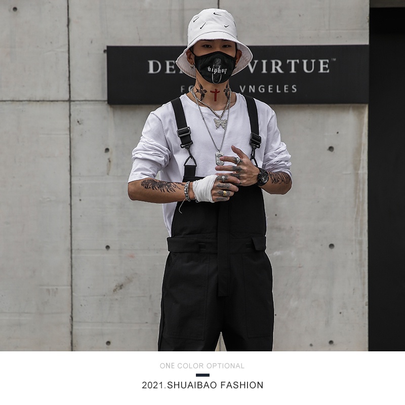 Quần Yếm Legging Màu Tối Phong Cách Đường Phố Cá Tính Cho Nam