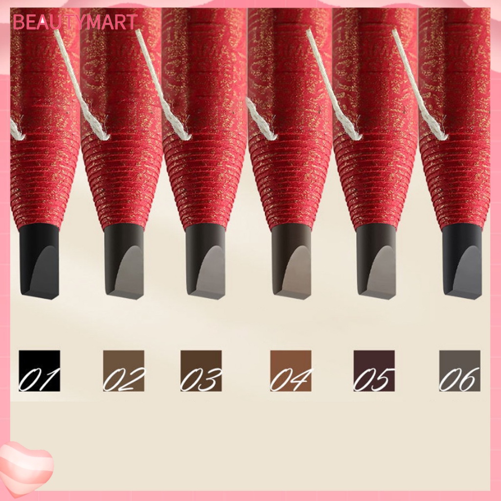 Bút Chì Kẻ Lông Mày Đầu Phẳng Kháng Nước Chống Mồ Hôi Không Phai Tự Nhiên 6 Màu Tùy Chọn Cho Người Mới Bắt Đầu