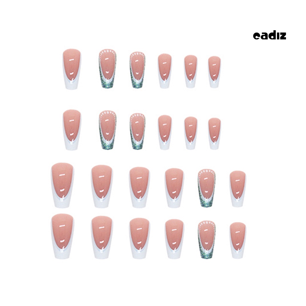 Set 24 Móng Tay Giả Có Thể Tháo Rời Không Làm Hại Mắt Lấp Lánh DIY