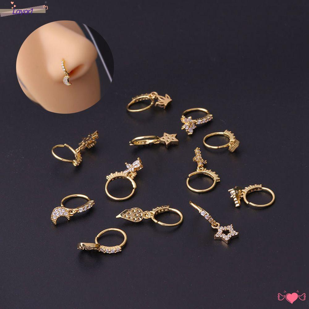 Nhẫn Mũi LAYOR1 Có Mặt Dây Chuyền|Son Môi Màu Sắc Thời Trang|Khuyên Xỏ Cơ Thể Thời Trang Cá Tính|Dây Chuyền Toàn Thân Mạ Bạc