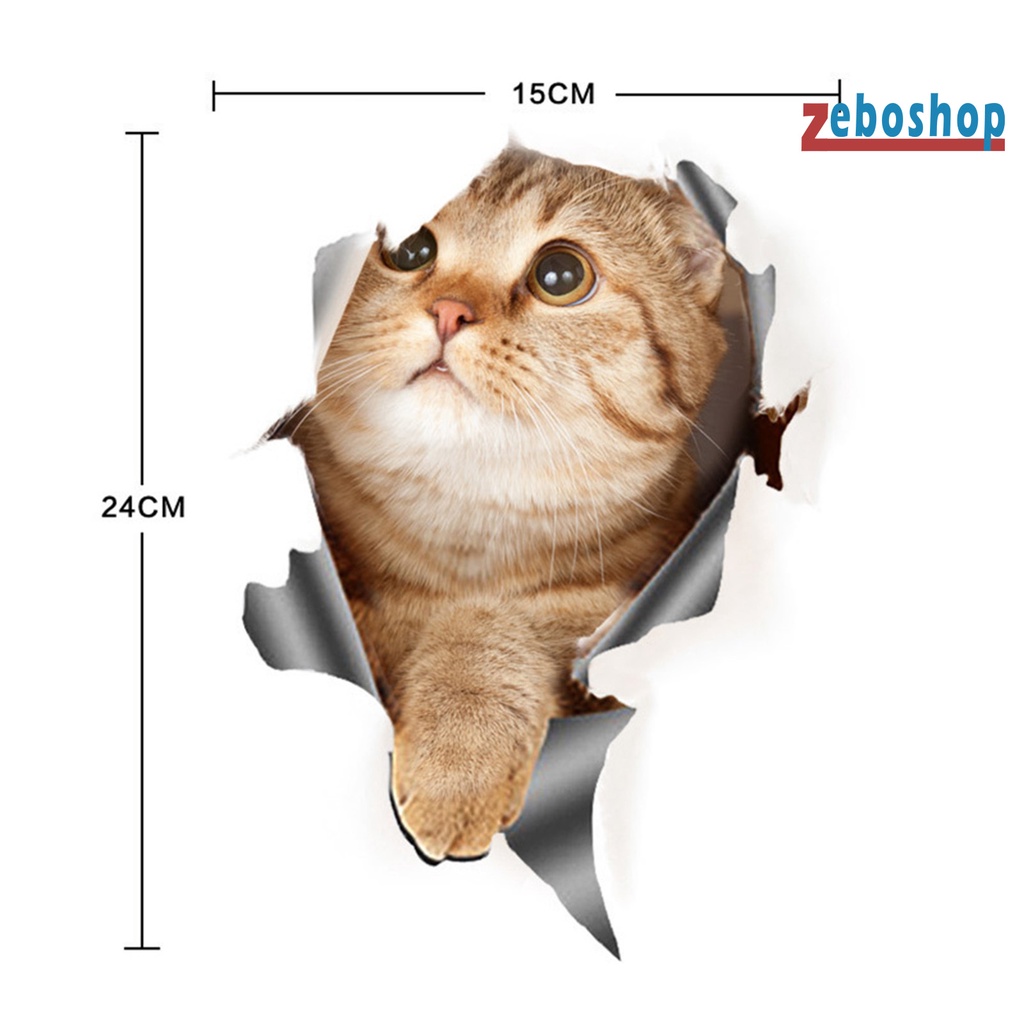 Sticker Dán Xe Hơi Tạo Hiệu Ứng 3D Chống Nước Không Phai Hình Mèo Dễ Thương