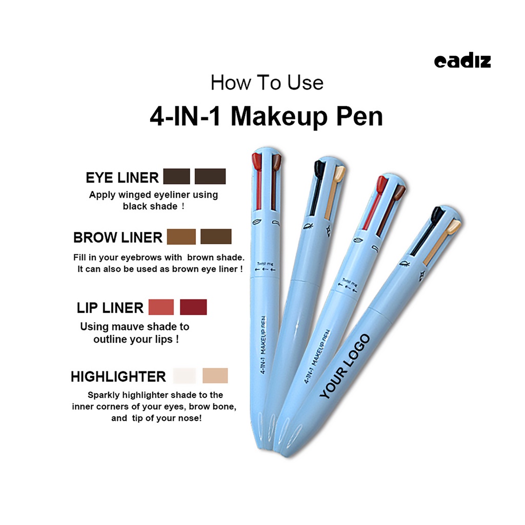 Bút Kẻ Mắt / Môi / Lông Mày 4 Trong 1 Chống Nước Không Gây Kích Ứng Nhẹ Nhàng