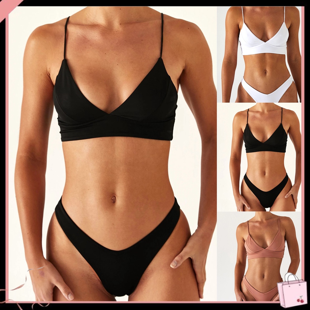 Bộ Đồ Bơi Bikini Hai Mảnh Lưng Cao Có Mút Đệm Quyến Rũ Dành Cho Nữ