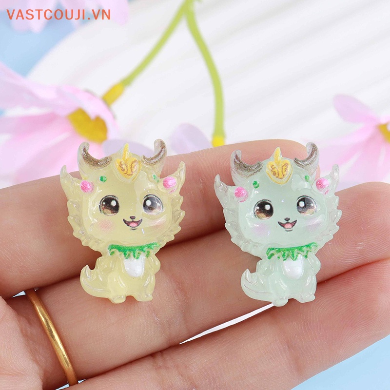Bộ 2 Kẹp Tóc Hình Rồng Dạ Quang Mini Bằng Nhựa Resin Dễ Thương DIY