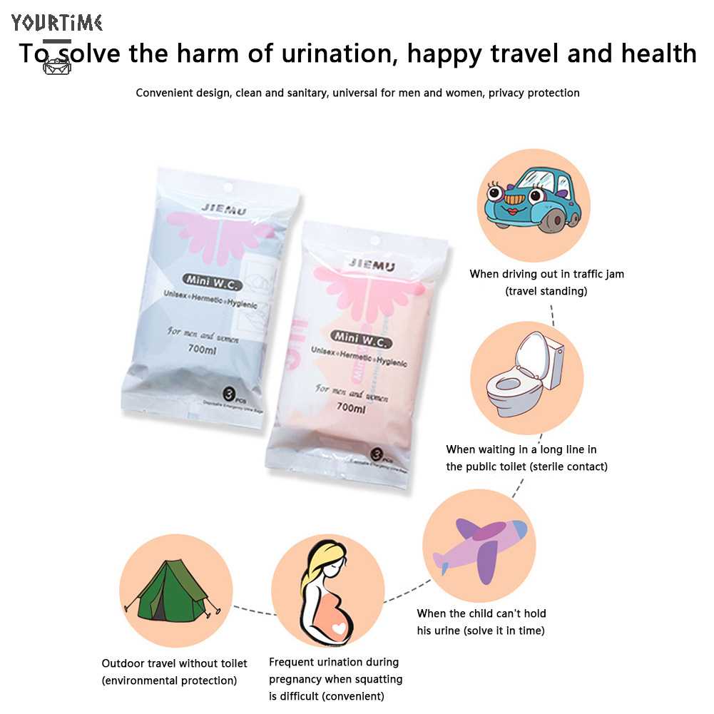 Set 3 Túi Đi Tiểu Khẩn Cấp Sử Dụng Một Lần Tiện Lợi