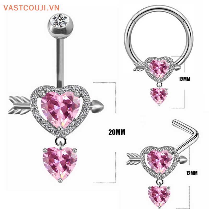 Khuyên Mũi Hình Trái Tim Bằng Thép Không Gỉ Thời Trang