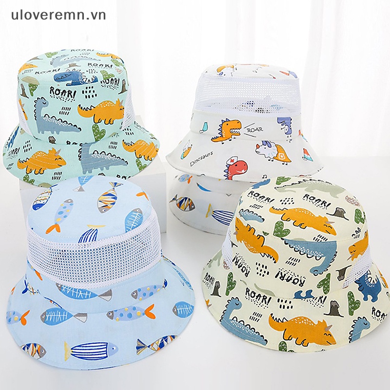 Mũ Tai Bèo Phối Lưới Thoáng Khí Chống Nắng In Họa Tiết Hoạt Hình Dễ Thương Thời Trang Mùa Hè Cho Bé