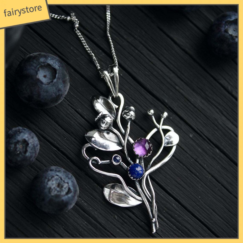 [FRO] Set Vòng cổ + Bông Tai + Nhẫn Hình Nhánh Cây Đính Đá Nhiều Màu Phong