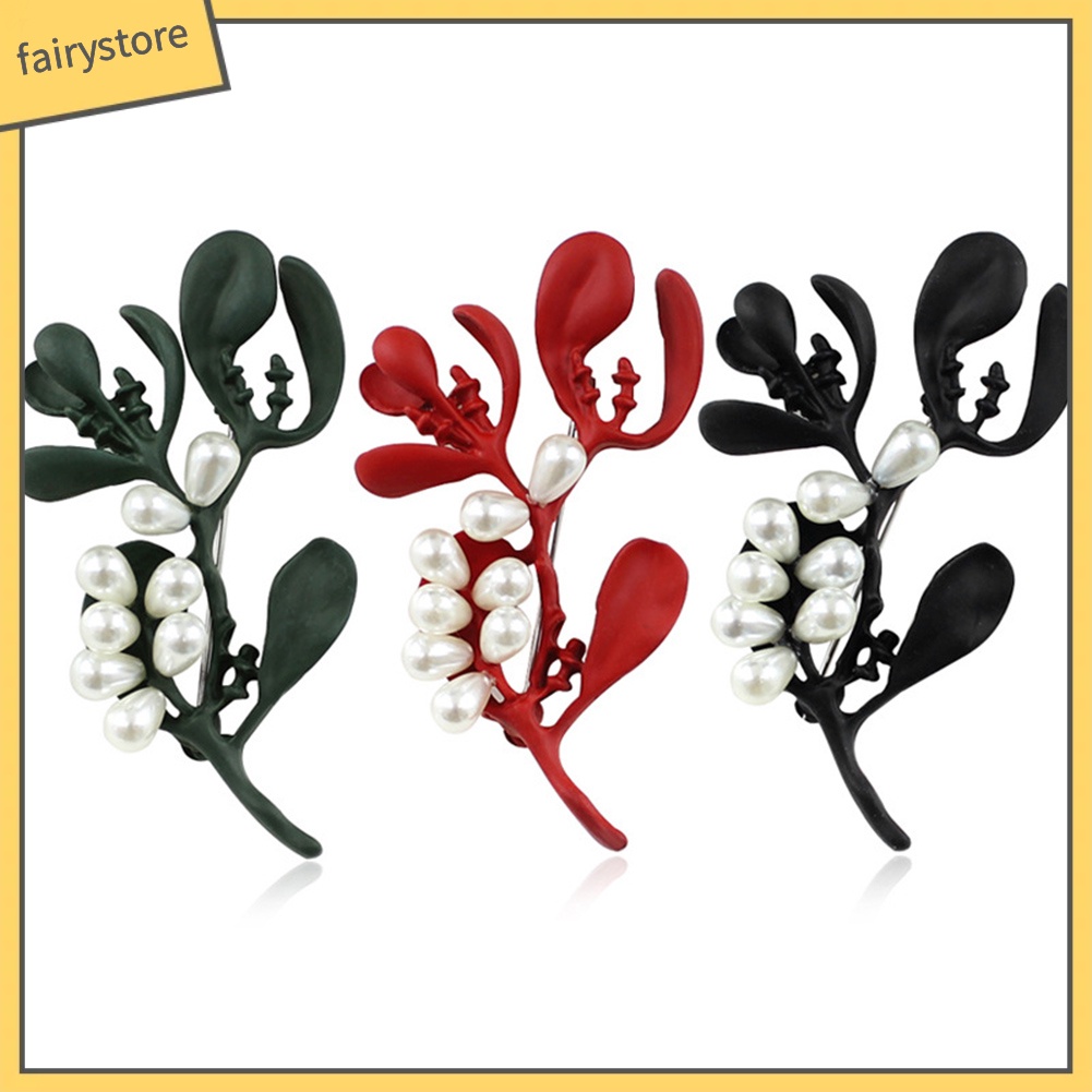 Ghim Cài Áo Hình Lá Đính Ngọc Trai Nhân Tạo Cho Nữ