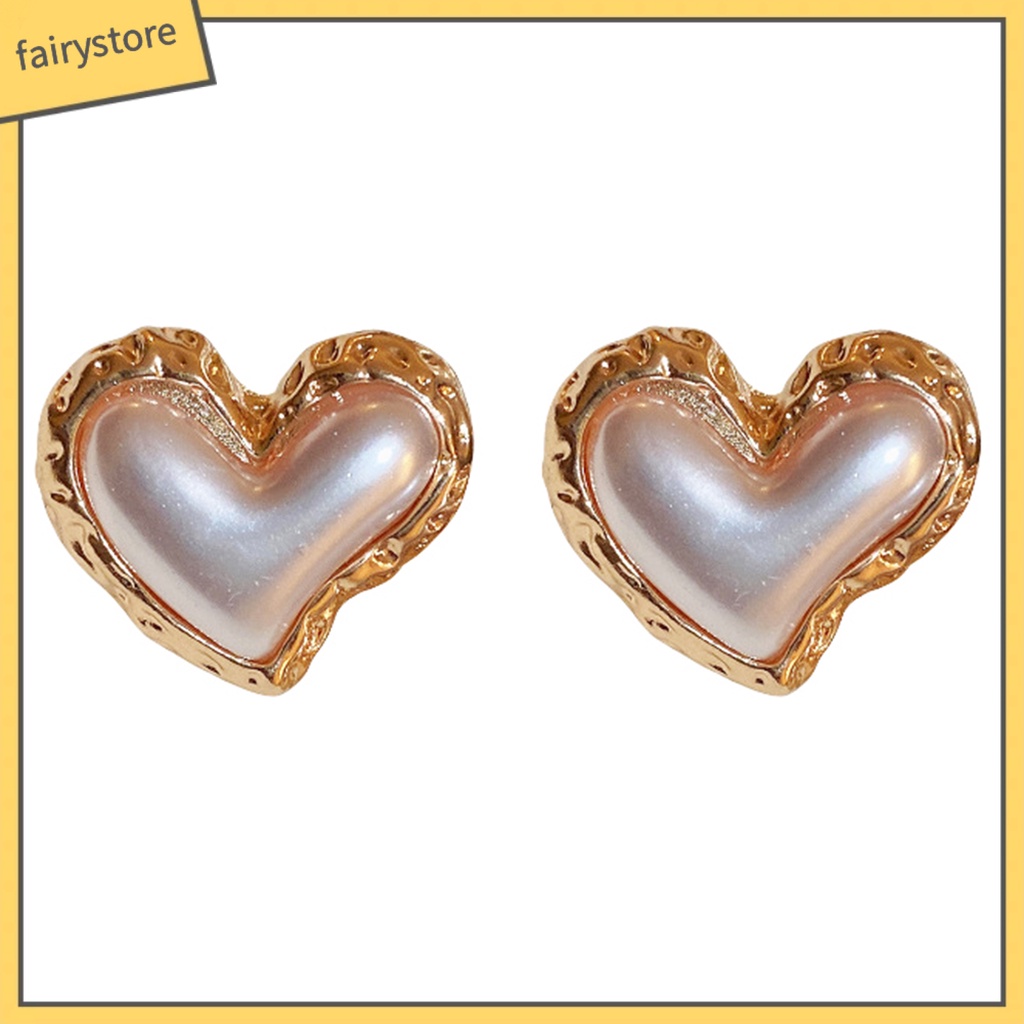 Bông Tai Hình Trái Tim Màu Gradient Đính Ngọc Trai Giả Sang Trọng Thời Trang Cho Nữ