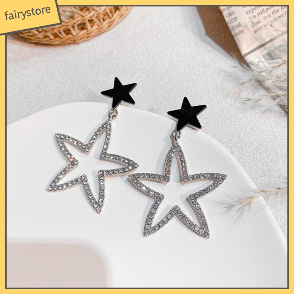 Bông Tai Dáng Dài Hình Hoa / Ngôi Sao Đính Đá Thời Trang Dự Tiệc Cho Nữ