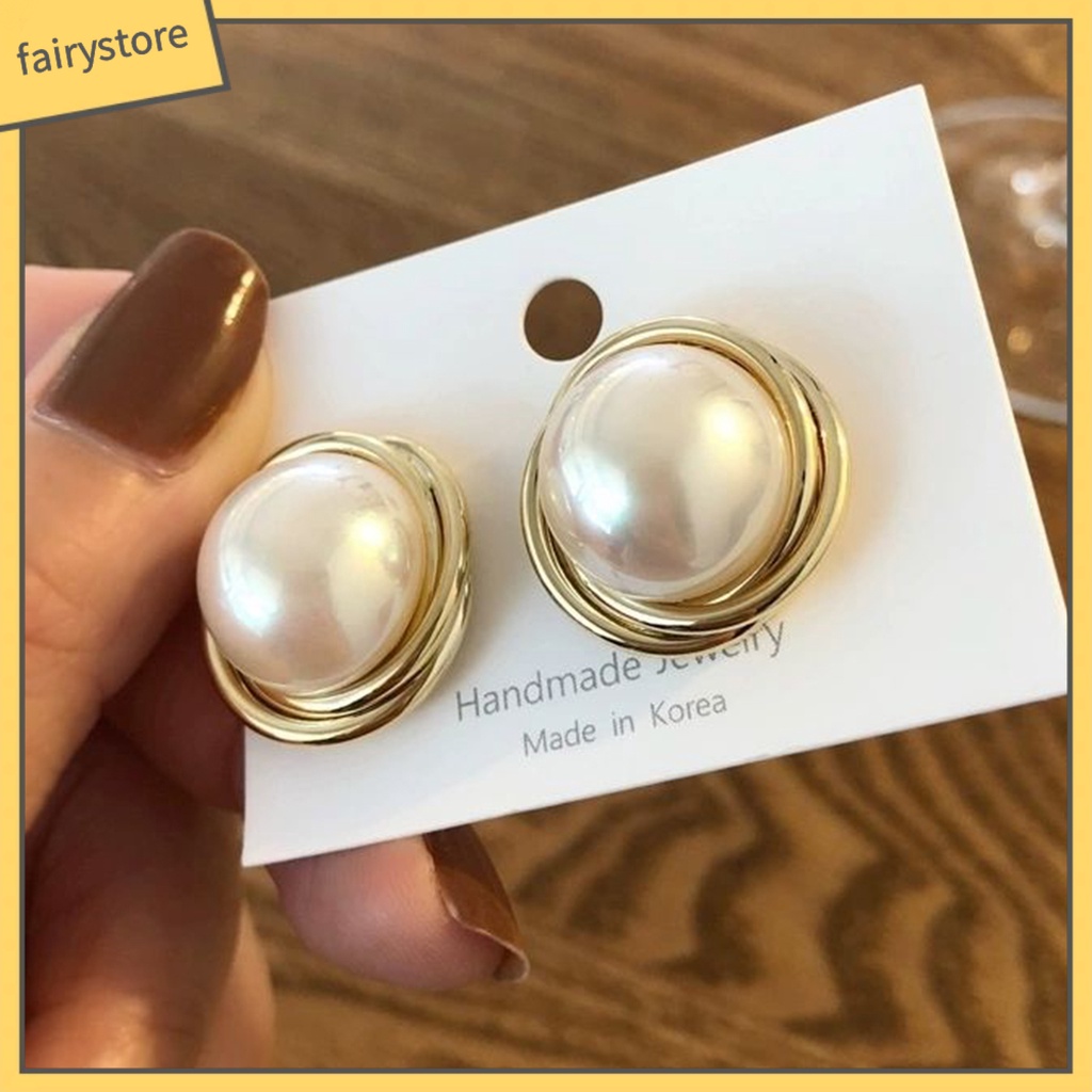 1 Đôi Bông Tai Ngọc Trai Giả Mạ Điện Phong Cách Hàn Quốc