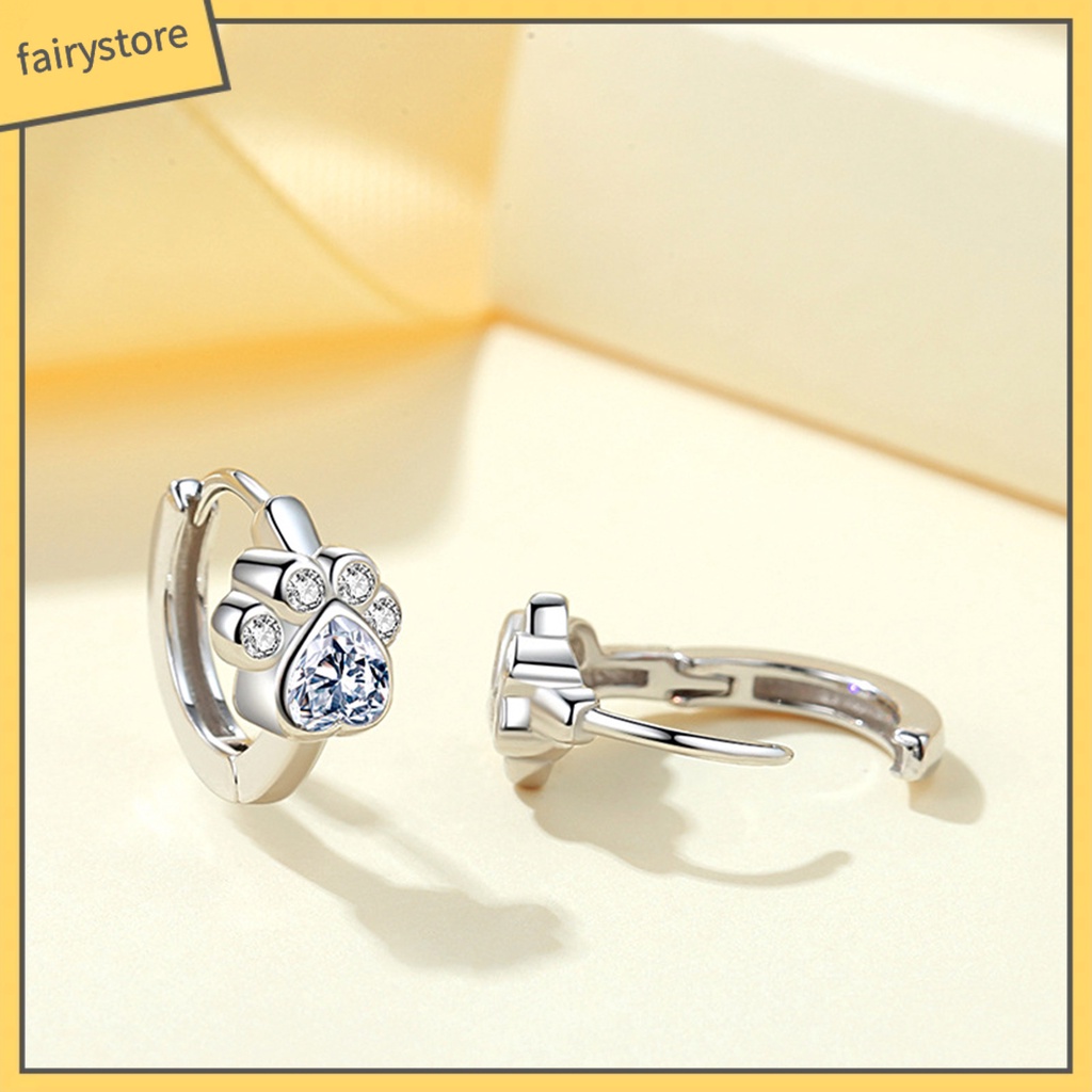 1 Đôi Bông Tai Hình Móng Vuốt Mèo Đính Đá Lấp Lánh Thời Trang