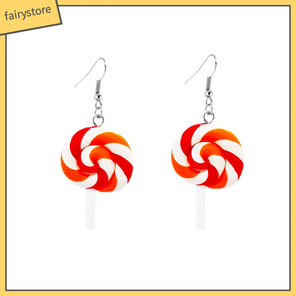 Bông Tai Hình Kẹo Mút Màu Cầu Vồng Thời Trang Cho Nữ