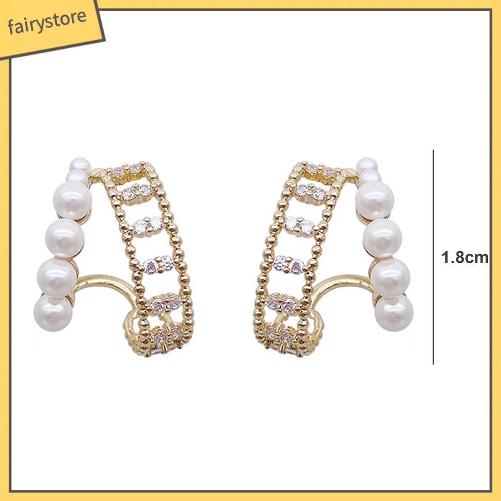 1 Đôi Bông Tai Đính Ngọc Trai Giả Phong Cách Pháp Thanh Lịch