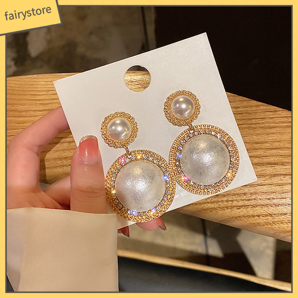 1 Đôi Bông Tai Nữ Đính Ngọc Trai Giả Phong Cách Hàn Quốc