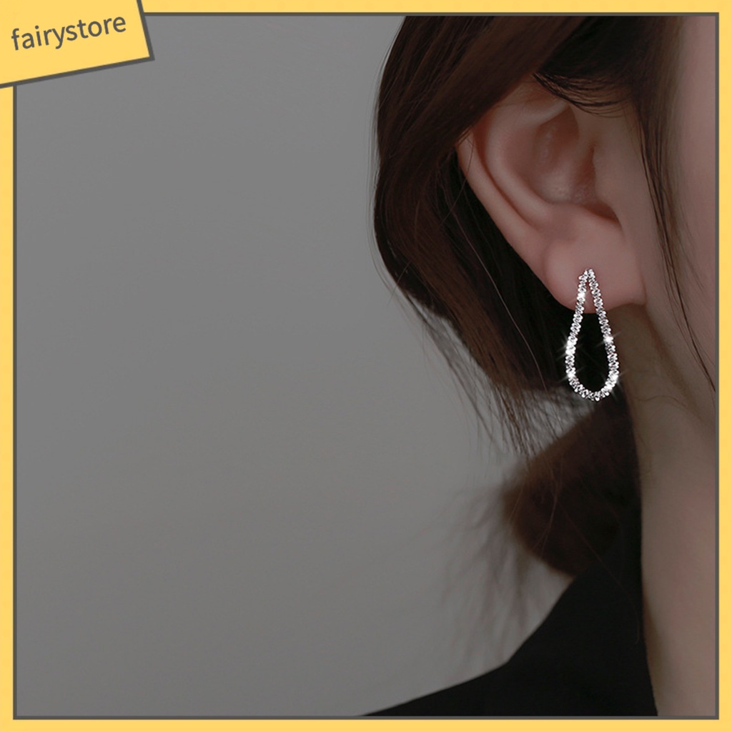 1 Đôi Bông Tai Tua Rua Hình Giọt Nước Đính Đá Thời Trang Dành Cho Nữ
