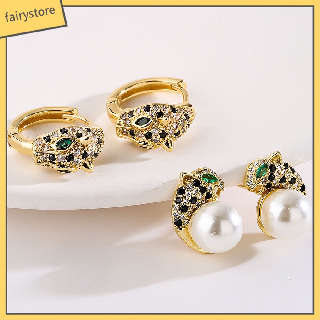 [FRO] Set 2 Khuyên Tai Đính Đá Zircon Vàng Lấp Lánh Chống Oxy Hóa Phong Cách Âu Mỹ Cho Nữ