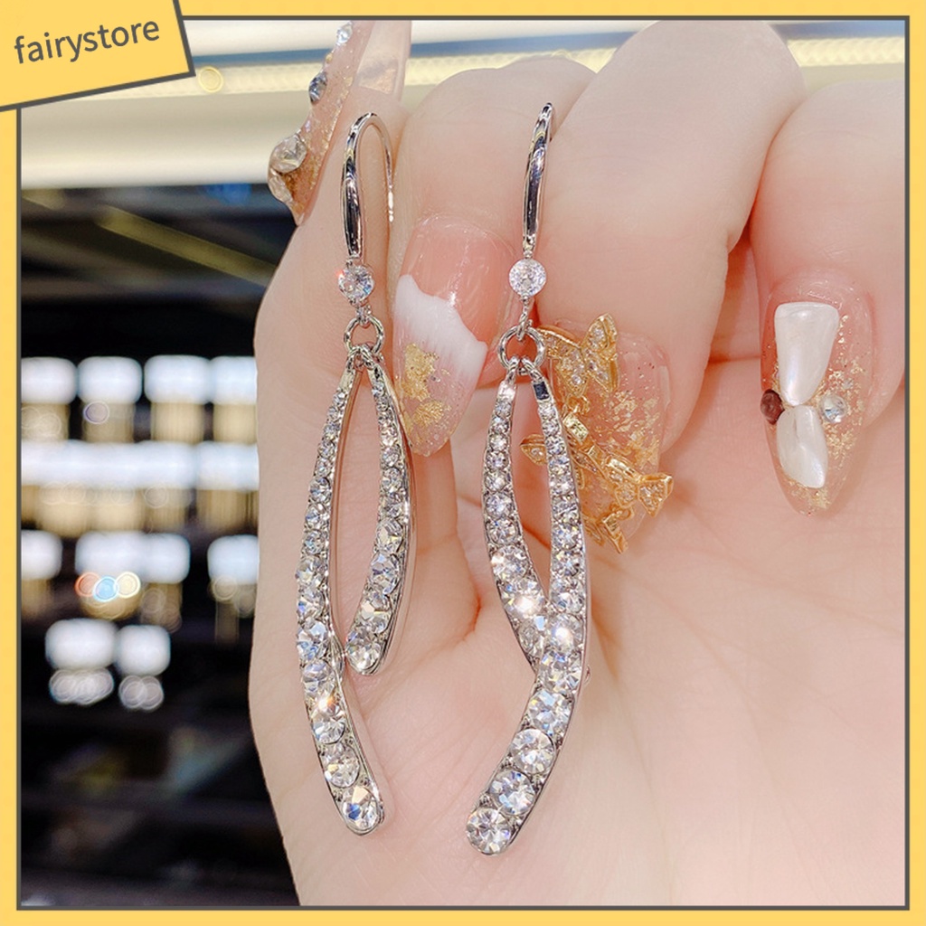 1 Đôi Bông Tai Hình Học Đính Đá Lấp Lánh Dành Cho Nữ