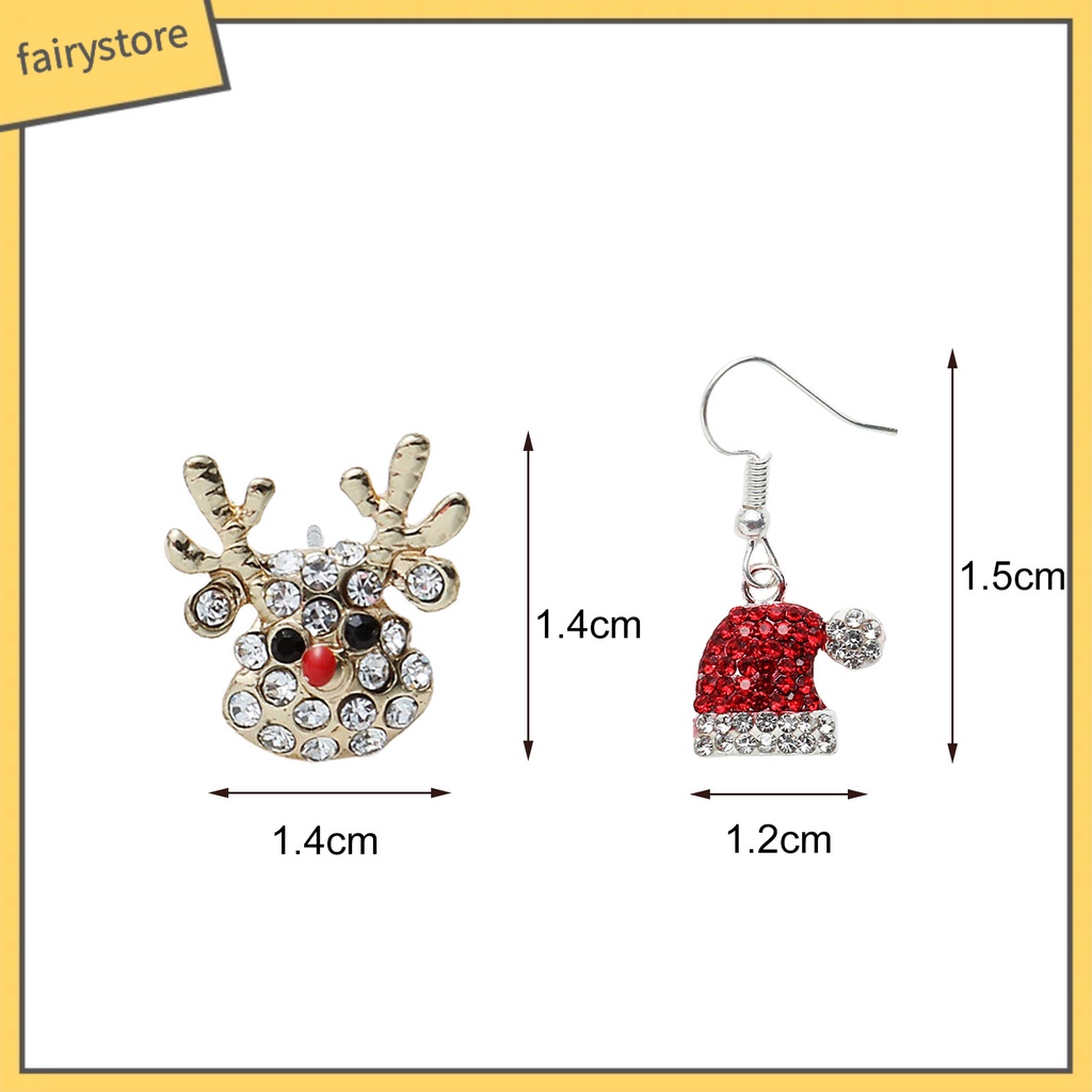 1 Đôi Bông Tai Hình Tuần Lộc Giáng Sinh Đính Đá Thời Trang Dành Cho Nữ