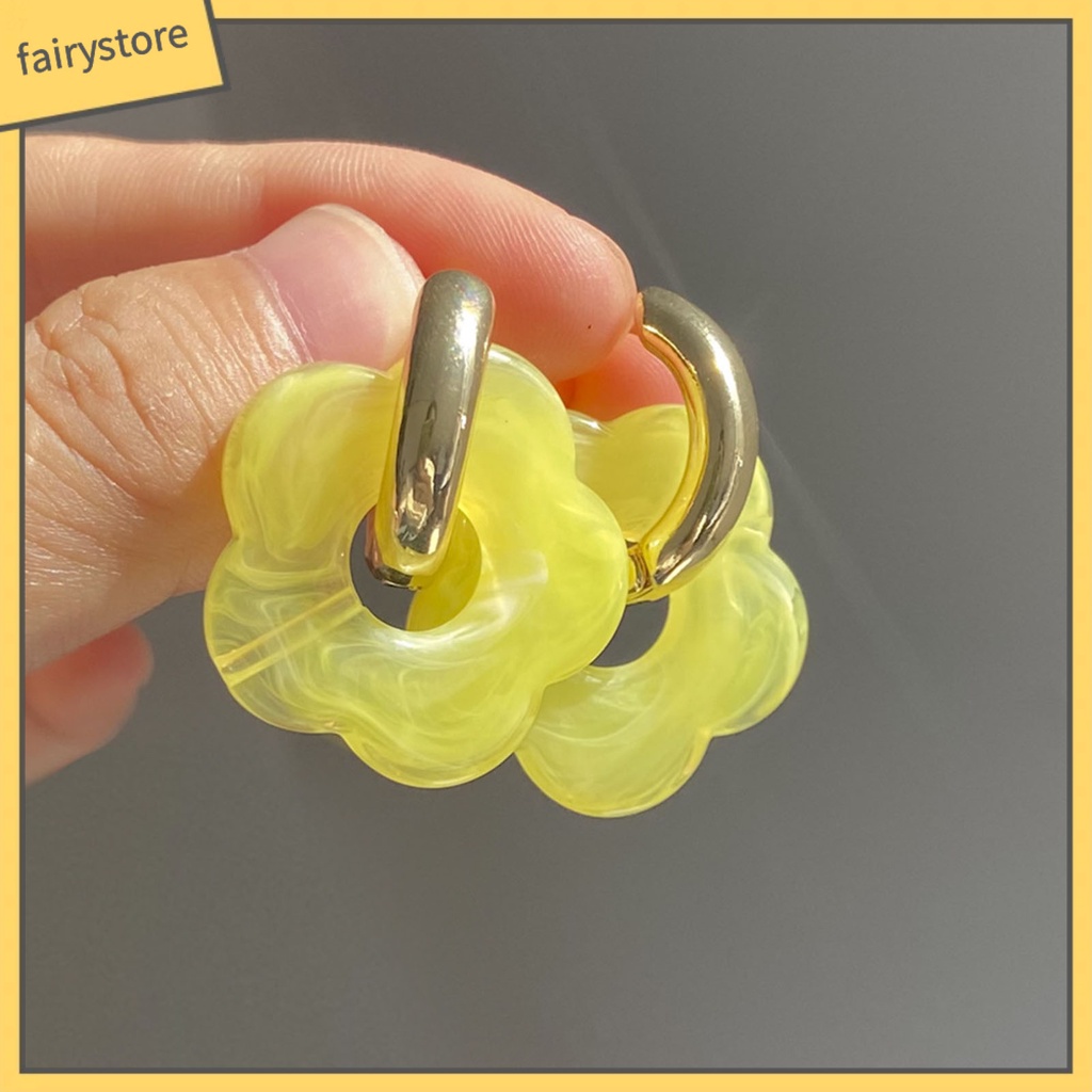 1 Đôi Bông Tai Hình Hoa Bằng Nhựa Resin Tinh Tế Dành Cho Nữ