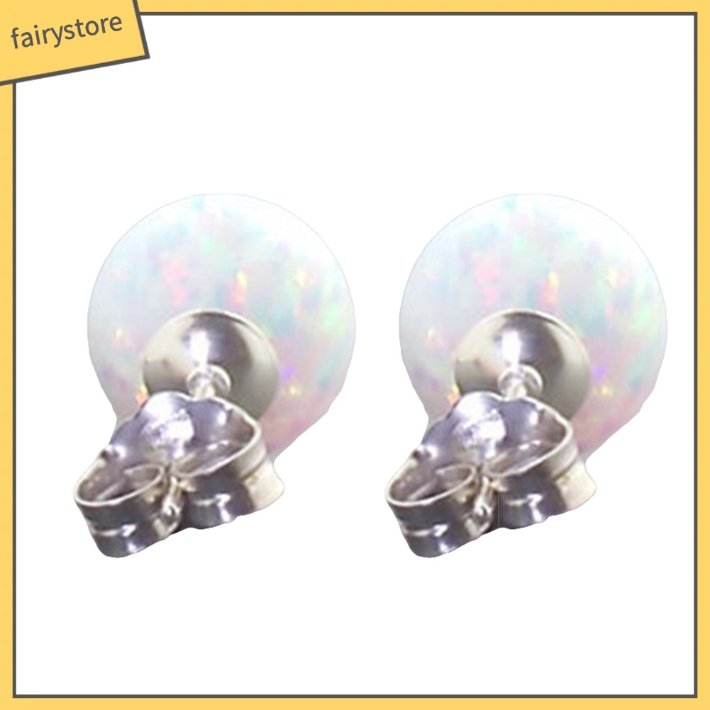 Khuyên Tai Đính Đá Opal Nhân Tạo Hình Tròn Thời Trang